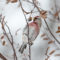 Common Redpoll munching on a birch catkin